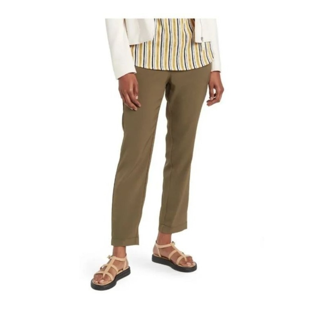 Max Studio Women's Twill Easy Pull On Lightweight Trousers in Army Green XL